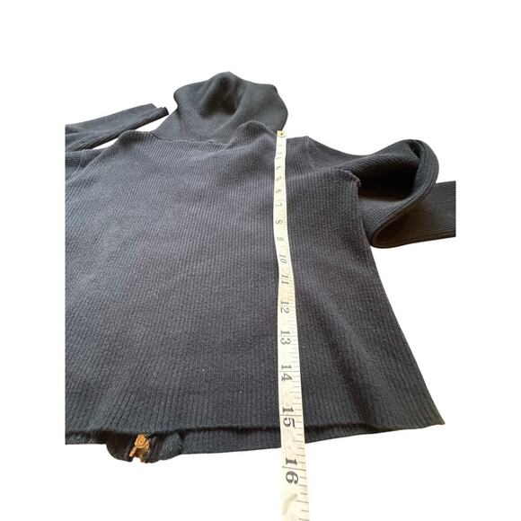 Brandy Melville Black Knit Cropped Zip Up Hoodie Women’s One Size - Picture 10 of 11